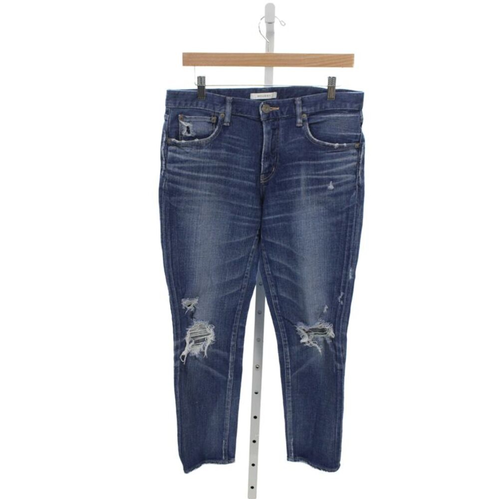 Moussy Women Cropped Distressed Blue High Rise Cotton Jeans Size 29
